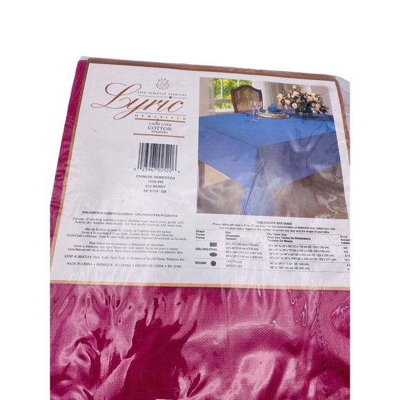 Lyric Hemstitch Berry Cotton Enhanced 60" x 104" Oblong Tablecloth - Picture 4 of 7